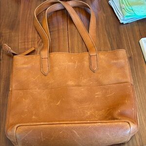 Tan Leather Tote Bag